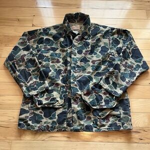 Vintage SafTbak Jacket Mens L Camouflage Camo Hunting Shacket Frog Skin‎ USA 60s